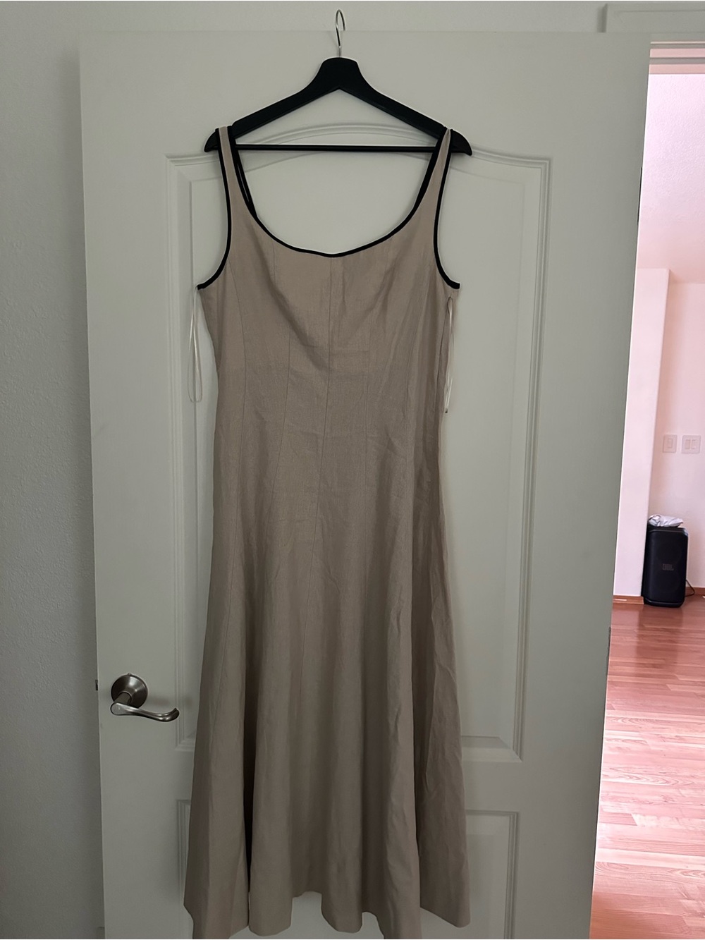 Zara Beige Maxi Dress with Black Trim